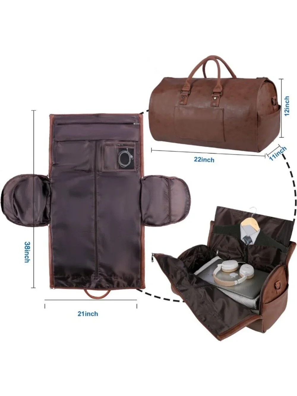 Convertible Travel Garment Bag & Duffel - 2-in-1 Carry-On for Business & Leisure